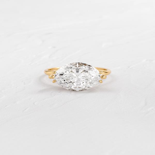 East West Solitaire with Hidden Stones-Marquise Lab Grown Diamond Engagement Ring - Solitaire-Oval Lab Grown Diamond Engagement Ring