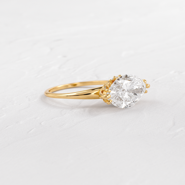 East West Solitaire with Hidden Stones-Marquise Lab Grown Diamond Engagement Ring - Solitaire-Oval Lab Grown Diamond Engagement Ring