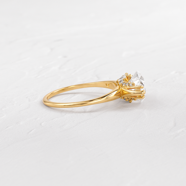 East West Solitaire with Hidden Stones-Marquise Lab Grown Diamond Engagement Ring - Solitaire-Oval Lab Grown Diamond Engagement Ring