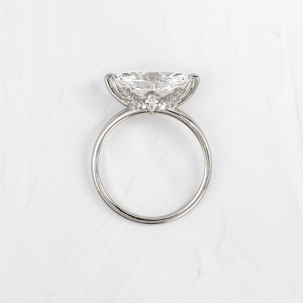 East West Solitaire with Hidden Stones-Marquise Lab Grown Diamond Engagement Ring - Solitaire-Oval Lab Grown Diamond Engagement Ring