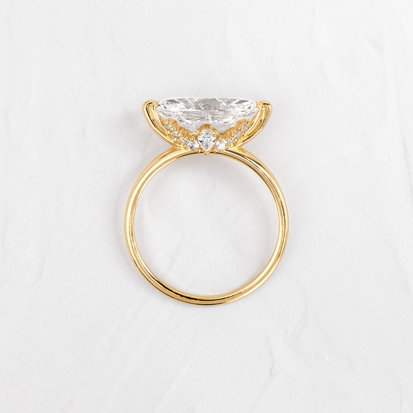 East West Solitaire with Hidden Stones-Marquise Lab Grown Diamond Engagement Ring - Solitaire-Oval Lab Grown Diamond Engagement Ring