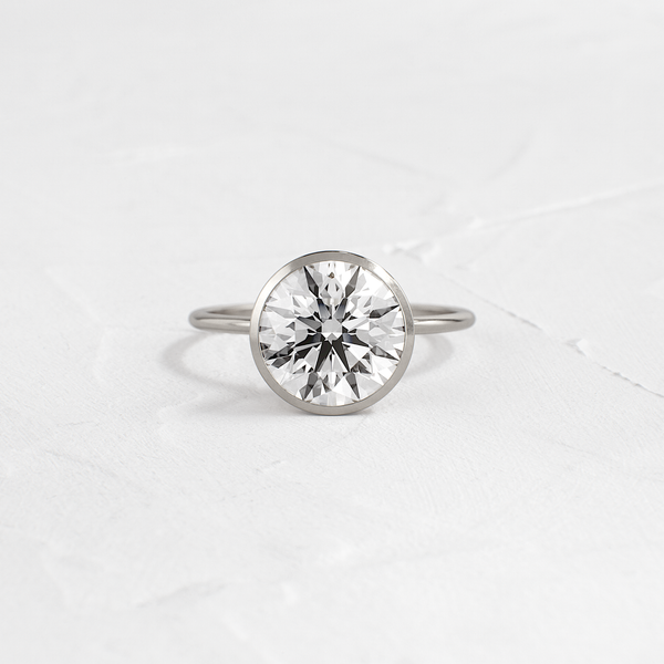Solitaire Bezel with Hidden Stones-Round Lab Grown Diamond Engagement Ring - Solitaire-Oval Lab Grown Diamond Engagement Ring