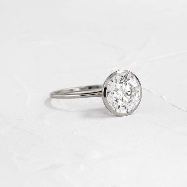 Solitaire Bezel with Hidden Stones-Round Lab Grown Diamond Engagement Ring - Solitaire-Oval Lab Grown Diamond Engagement Ring