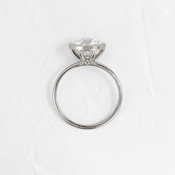 Solitaire Bezel with Hidden Stones-Round Lab Grown Diamond Engagement Ring - Solitaire-Oval Lab Grown Diamond Engagement Ring