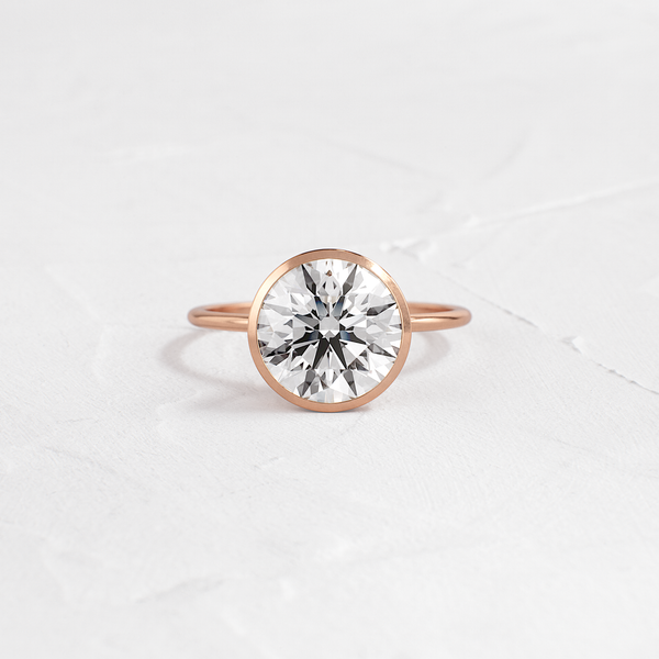Solitaire Bezel with Hidden Stones-Round Lab Grown Diamond Engagement Ring - Solitaire-Oval Lab Grown Diamond Engagement Ring