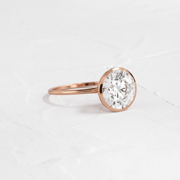 Solitaire Bezel with Hidden Stones-Round Lab Grown Diamond Engagement Ring - Solitaire-Oval Lab Grown Diamond Engagement Ring