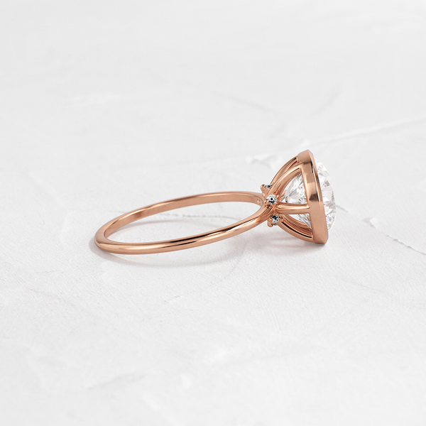 Solitaire Bezel with Hidden Stones-Round Lab Grown Diamond Engagement Ring - Solitaire-Oval Lab Grown Diamond Engagement Ring