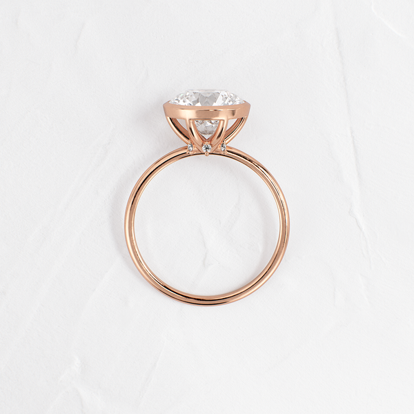Solitaire Bezel with Hidden Stones-Round Lab Grown Diamond Engagement Ring - Solitaire-Oval Lab Grown Diamond Engagement Ring