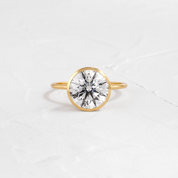 Solitaire Bezel with Hidden Stones-Round Lab Grown Diamond Engagement Ring - Solitaire-Oval Lab Grown Diamond Engagement Ring