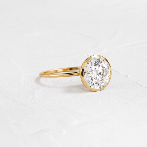Solitaire Bezel with Hidden Stones-Round Lab Grown Diamond Engagement Ring - Solitaire-Oval Lab Grown Diamond Engagement Ring