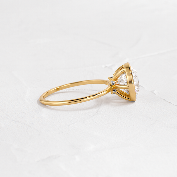 Solitaire Bezel with Hidden Stones-Round Lab Grown Diamond Engagement Ring - Solitaire-Oval Lab Grown Diamond Engagement Ring