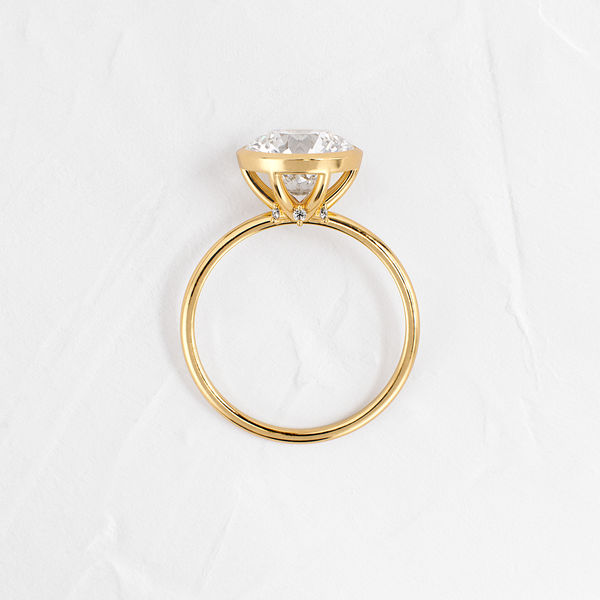 Solitaire Bezel with Hidden Stones-Round Lab Grown Diamond Engagement Ring - Solitaire-Oval Lab Grown Diamond Engagement Ring