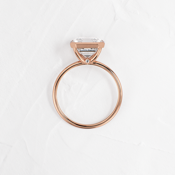 Solitaire Bezel with Hidden Stones-Asscher Lab Grown Diamond Engagement Ring - Solitaire-Oval Lab Grown Diamond Engagement Ring