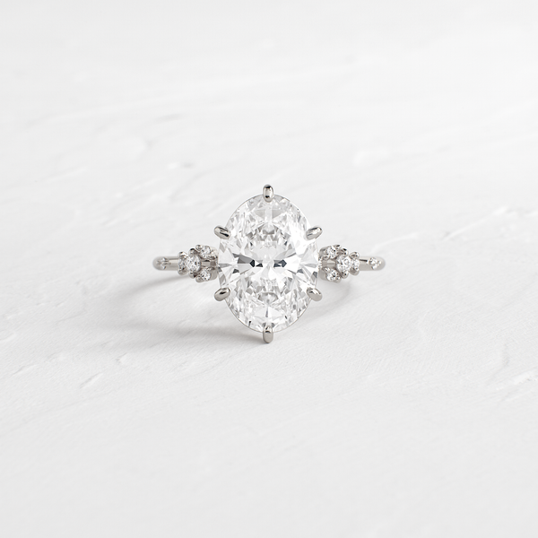 Cluster Style-Oval Lab Grown Diamond Engagement Ring - Solitaire-Oval Lab Grown Diamond Engagement Ring