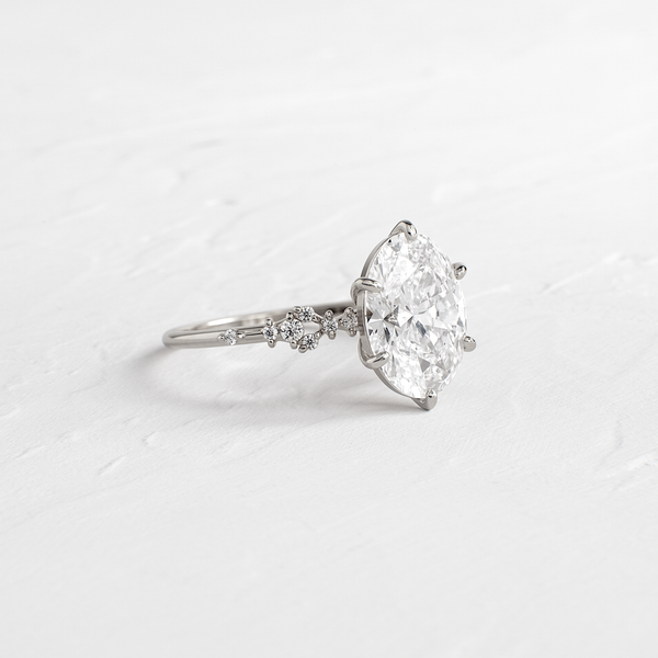 Cluster Style-Oval Lab Grown Diamond Engagement Ring - Solitaire-Oval Lab Grown Diamond Engagement Ring