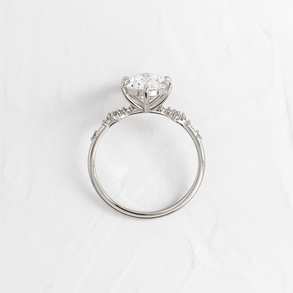 Cluster Style-Oval Lab Grown Diamond Engagement Ring - Solitaire-Oval Lab Grown Diamond Engagement Ring