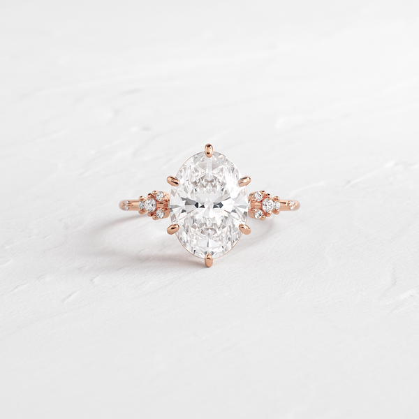 Cluster Style-Oval Lab Grown Diamond Engagement Ring - Solitaire-Oval Lab Grown Diamond Engagement Ring