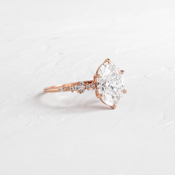 Cluster Style-Oval Lab Grown Diamond Engagement Ring - Solitaire-Oval Lab Grown Diamond Engagement Ring