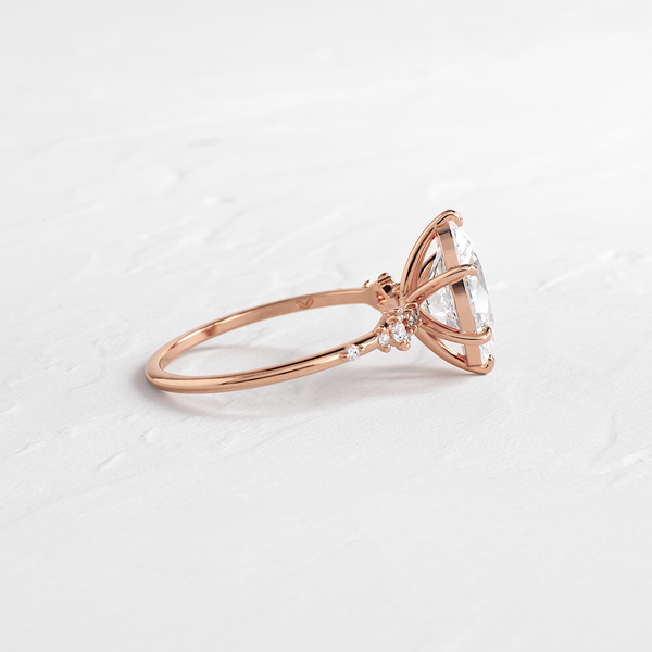 Cluster Style-Oval Lab Grown Diamond Engagement Ring - Solitaire-Oval Lab Grown Diamond Engagement Ring