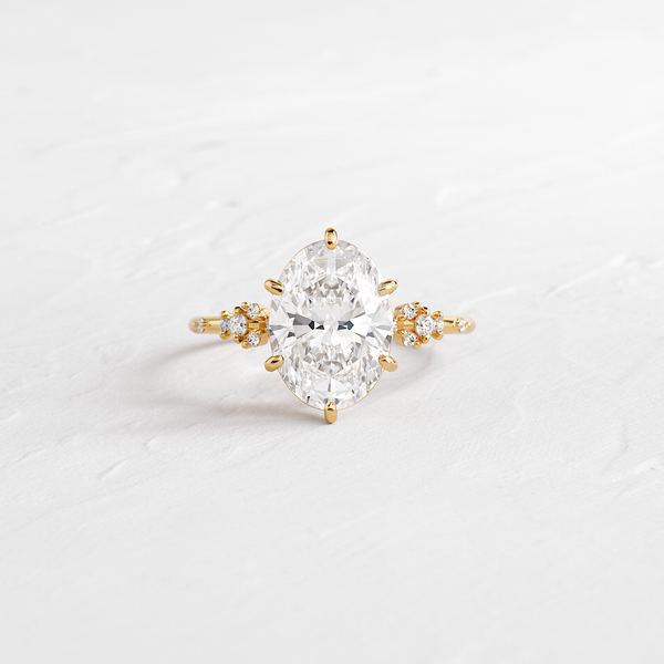 Cluster Style-Oval Lab Grown Diamond Engagement Ring - Solitaire-Oval Lab Grown Diamond Engagement Ring