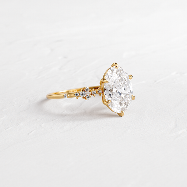 Cluster Style-Oval Lab Grown Diamond Engagement Ring - Solitaire-Oval Lab Grown Diamond Engagement Ring