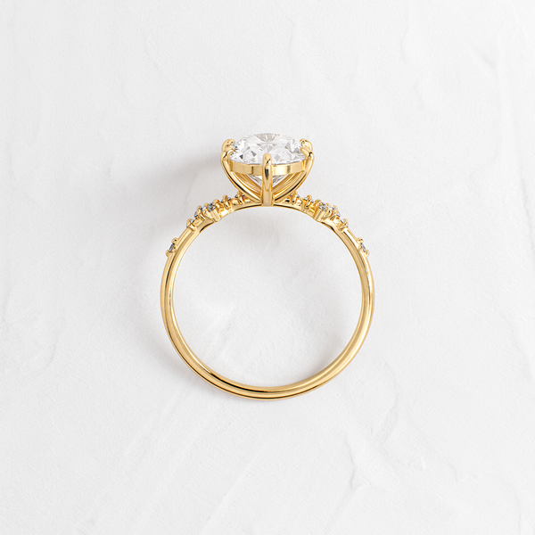 Cluster Style-Oval Lab Grown Diamond Engagement Ring - Solitaire-Oval Lab Grown Diamond Engagement Ring