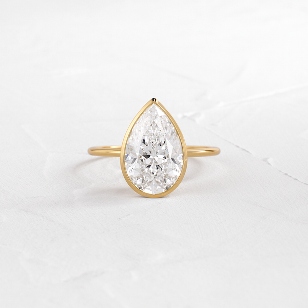 Solitaire Bezel with Hidden Stones-Pear Lab Grown Diamond Engagement Ring - Solitaire-Oval Lab Grown Diamond Engagement Ring