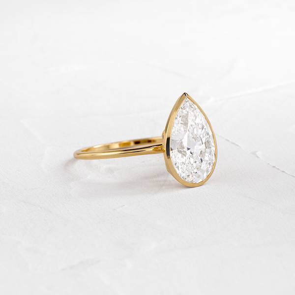 Solitaire Bezel with Hidden Stones-Pear Lab Grown Diamond Engagement Ring - Solitaire-Oval Lab Grown Diamond Engagement Ring