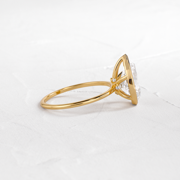 Solitaire Bezel with Hidden Stones-Pear Lab Grown Diamond Engagement Ring - Solitaire-Oval Lab Grown Diamond Engagement Ring