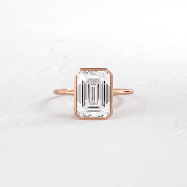 Solitaire Bezel with Hidden Stone-Emerald Lab Grown Diamond Engagement Ring - Solitaire-Oval Lab Grown Diamond Engagement Ring