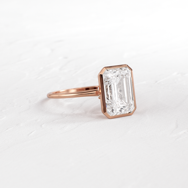 Solitaire Bezel with Hidden Stone-Emerald Lab Grown Diamond Engagement Ring - Solitaire-Oval Lab Grown Diamond Engagement Ring