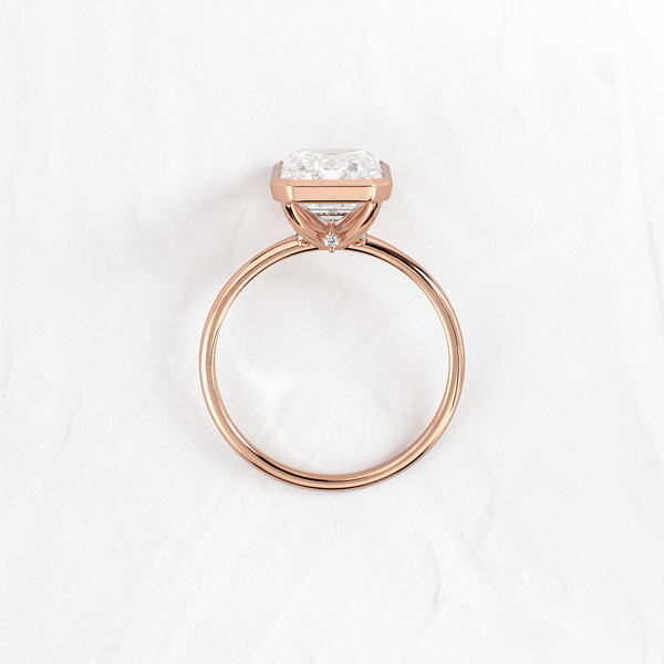 Solitaire Bezel with Hidden Stone-Emerald Lab Grown Diamond Engagement Ring - Solitaire-Oval Lab Grown Diamond Engagement Ring