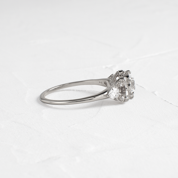Cluster Style with Six Prong-Round Lab Grown Diamond Engagement Ring - Solitaire-Oval Lab Grown Diamond Engagement Ring