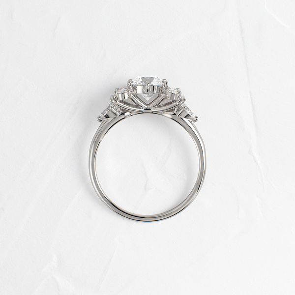 Cluster Style with Six Prong-Round Lab Grown Diamond Engagement Ring - Solitaire-Oval Lab Grown Diamond Engagement Ring