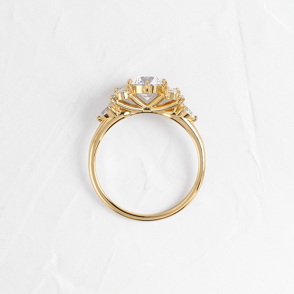 Cluster Style with Six Prong-Round Lab Grown Diamond Engagement Ring - Solitaire-Oval Lab Grown Diamond Engagement Ring