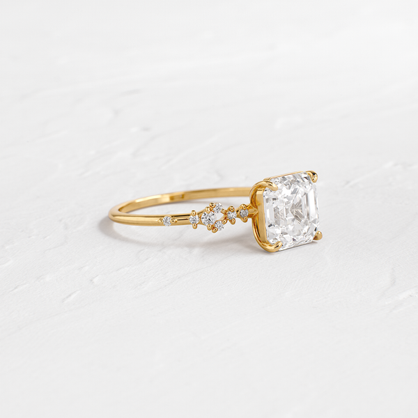 Cluster Style-Asscher Lab Grown Diamond Engagement Ring - Solitaire-Oval Lab Grown Diamond Engagement Ring