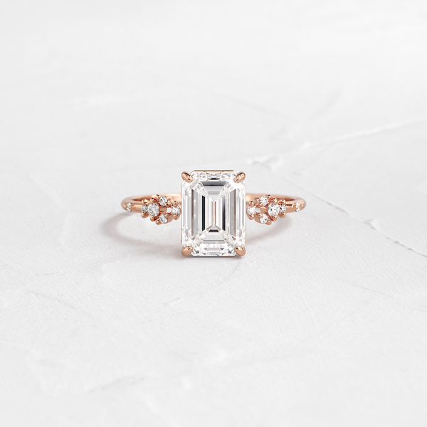 Cluster Style-Emerald Lab Grown Diamond Engagement Ring - Solitaire-Oval Lab Grown Diamond Engagement Ring
