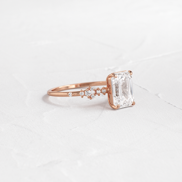 Cluster Style-Emerald Lab Grown Diamond Engagement Ring - Solitaire-Oval Lab Grown Diamond Engagement Ring