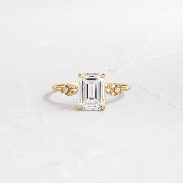 Cluster Style-Emerald Lab Grown Diamond Engagement Ring - Solitaire-Oval Lab Grown Diamond Engagement Ring