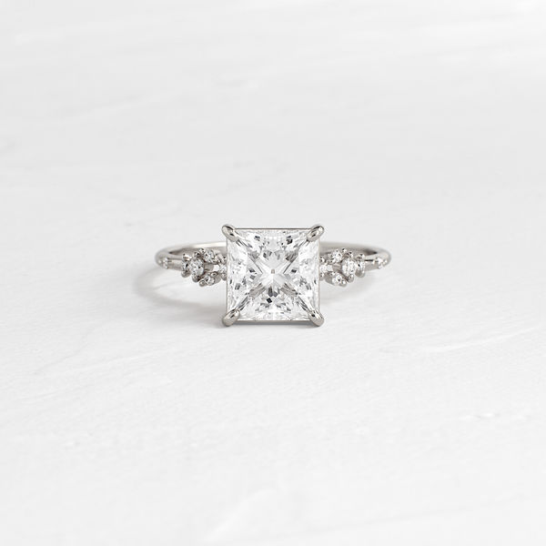 Cluster Style-Princess Lab Grown Diamond Engagement Ring - Solitaire-Oval Lab Grown Diamond Engagement Ring