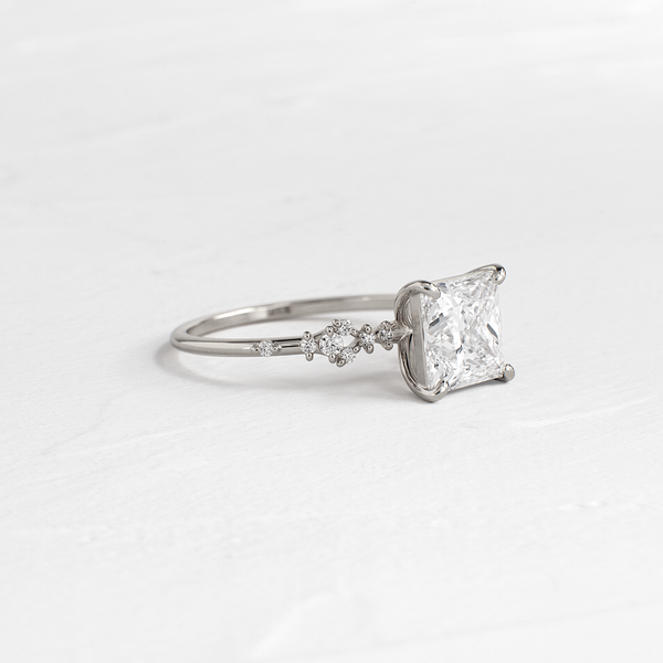 Cluster Style-Princess Lab Grown Diamond Engagement Ring - Solitaire-Oval Lab Grown Diamond Engagement Ring