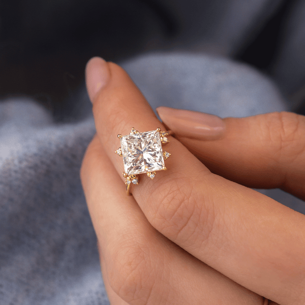 Cluster-Princess Lab Grown Diamond Engagement Ring - Solitaire-Oval Lab Grown Diamond Engagement Ring