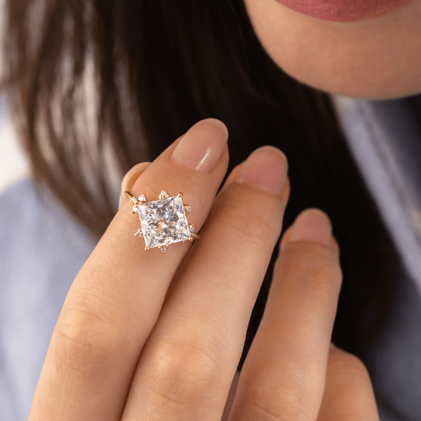 Cluster-Princess Lab Grown Diamond Engagement Ring - Solitaire-Oval Lab Grown Diamond Engagement Ring