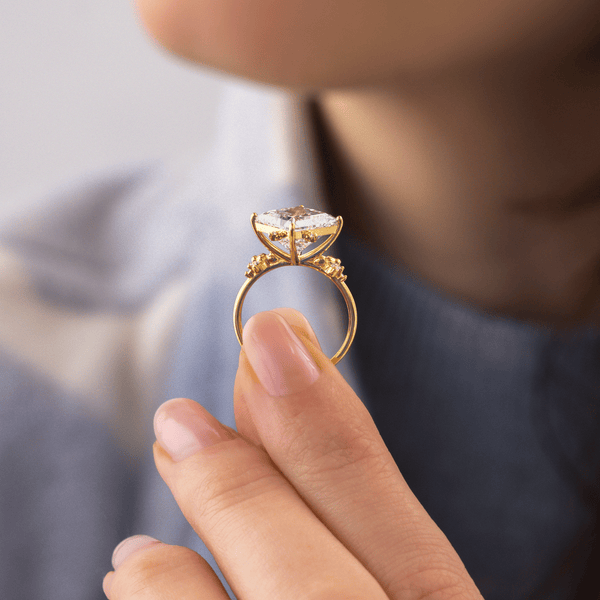 Cluster-Princess Lab Grown Diamond Engagement Ring - Solitaire-Oval Lab Grown Diamond Engagement Ring