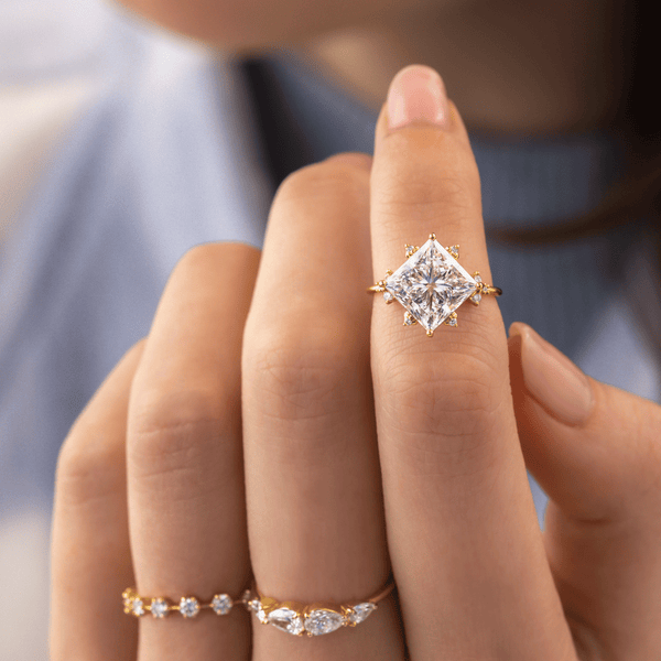 Cluster-Princess Lab Grown Diamond Engagement Ring - Solitaire-Oval Lab Grown Diamond Engagement Ring