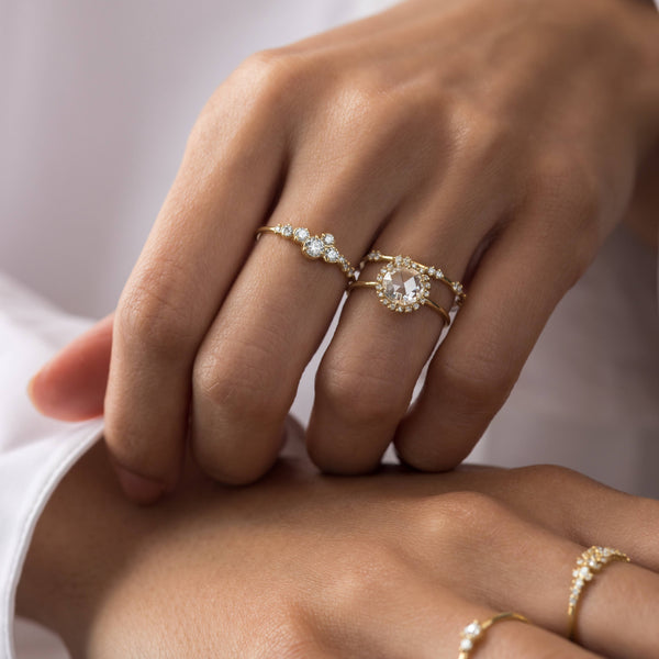 Halo-Rose Cut Lab Grown Diamond Engagement Ring - Solitaire-Oval Lab Grown Diamond Engagement Ring