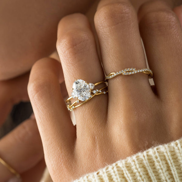 Three Stone-Oval Lab Grown Diamond Engagement Ring - Solitaire-Oval Lab Grown Diamond Engagement Ring
