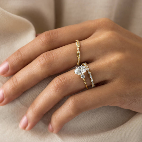 Three Stone-Oval Lab Grown Diamond Engagement Ring - Solitaire-Oval Lab Grown Diamond Engagement Ring