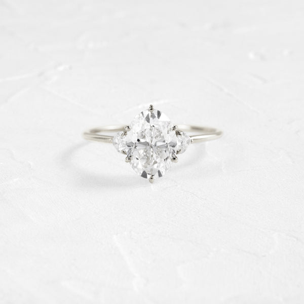 Three Stone-Oval Lab Grown Diamond Engagement Ring - Solitaire-Oval Lab Grown Diamond Engagement Ring