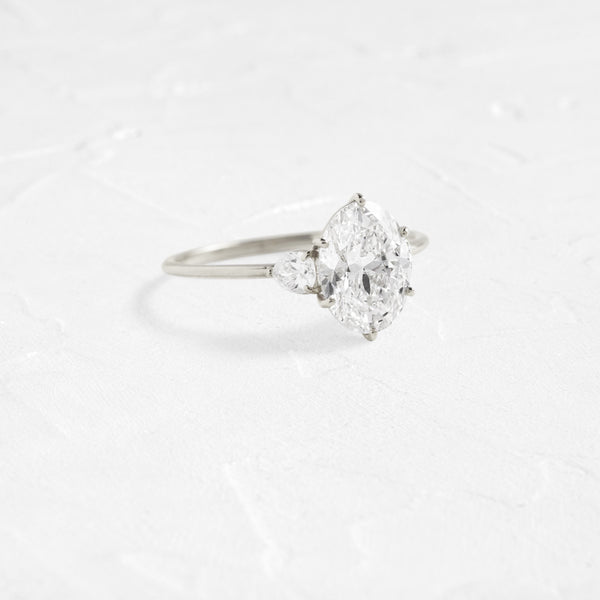 Three Stone-Oval Lab Grown Diamond Engagement Ring - Solitaire-Oval Lab Grown Diamond Engagement Ring